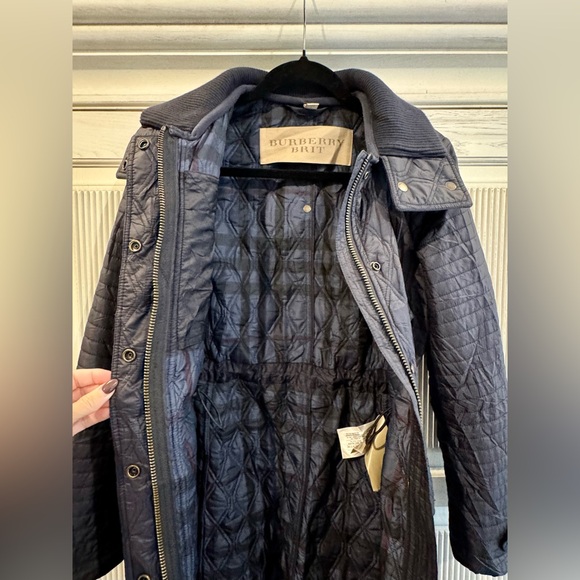 BURBERRY BRIT Womens Quilted Patchwork Puffer Jacket Coat Navy Blue, Small - Picture 15 of 16
